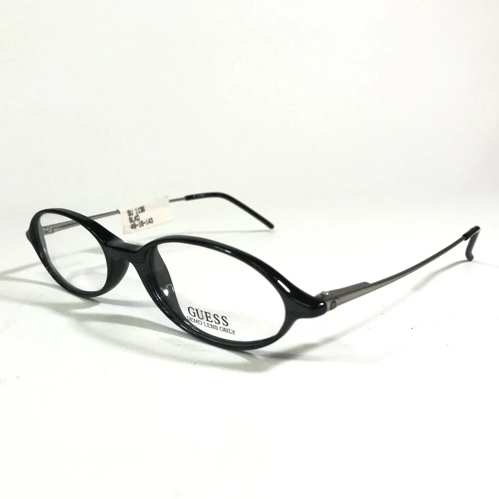 Guess Eyeglasses Frames GU1136 BLKD Grey Silver Round Full Rim 48-16-143